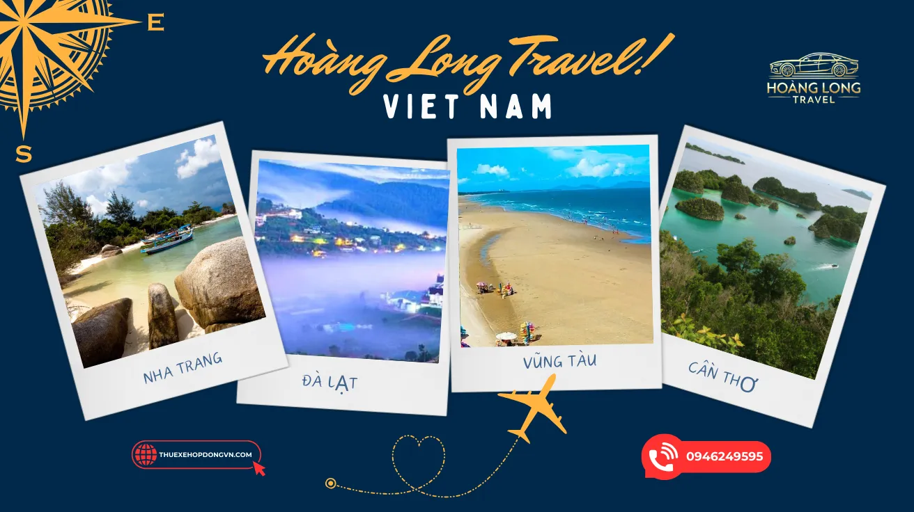 Thuê xe du lịch khám phá các điểm đến hấp dẫn: Đà Lạt, Vũng Tàu, Nha Trang, Phan Thiết - Mũi Né, Tây Ninh linh thiêng với Núi Bà Đen, Cần Thơ đậm chất miền Tây sông nước